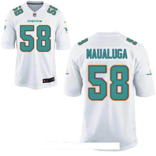 Men’s Miami Dolphins #58 Rey Maualuga White Road Stitched NFL Nike Game Jersey