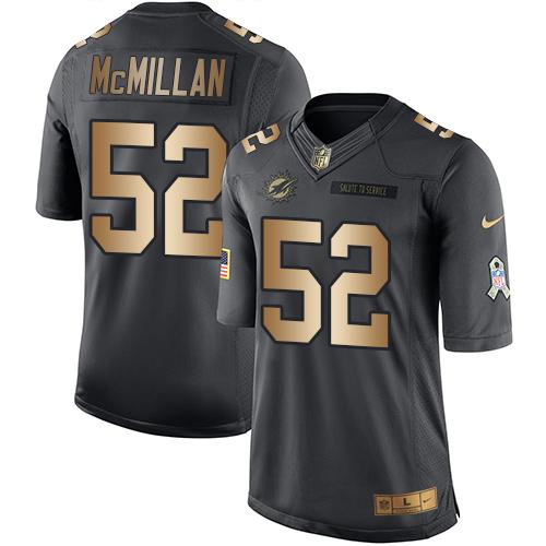Nike Miami Dolphins #52 Raekwon McMillan Black Men’s Stitched NFL Limited Gold Salute To Service Jersey