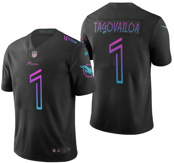 Men’s Miami Dolphins #1 Tua Tagovailoa black vapor Limited Stitched NFL Jersey