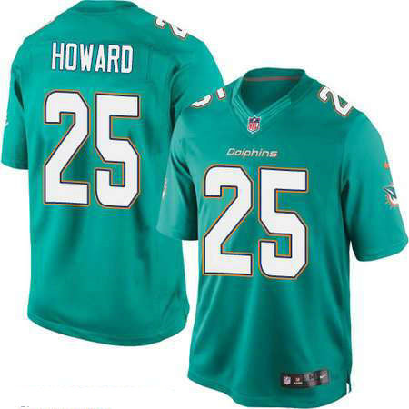 Men’s Miami Dolphins #25 Xavien Howard Green Team Color Stitched NFL Nike Game Jersey