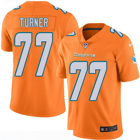 Men’s Miami Dolphins #77 Billy Turner Orange 2016 Color Rush Stitched NFL Nike Limited Jersey