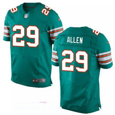 Men’s Miami Dolphins #29 Nate Allen Aqua Green Alternate Stitched NFL Nike Elite Jersey