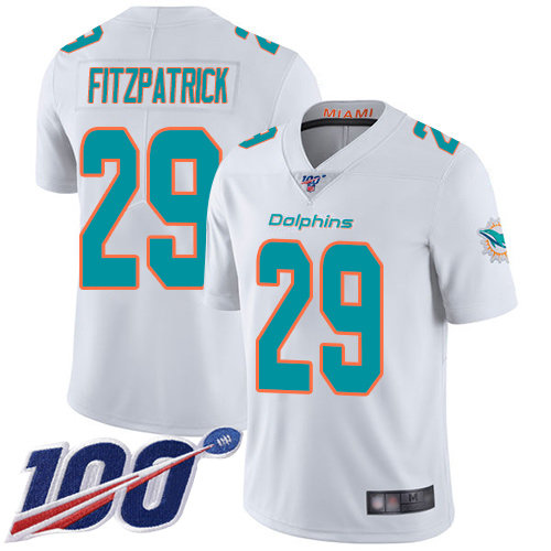 Dolphins #29 Minkah Fitzpatrick White Men’s Stitched Football 100th Season Vapor Limited Jersey