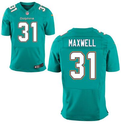 Men’s Miami Dolphins #31 Byron Maxwell Aqua Green Team Color NFL Nike Elite Jersey