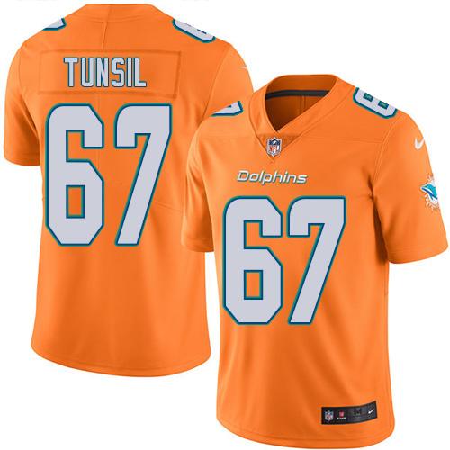 Nike Miami Dolphins #67 Laremy Tunsil Orange Men’s Stitched NFL Limited Rush Jersey