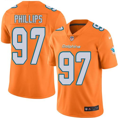 Nike Miami Dolphins #97 Jordan Phillips Orange Men’s Stitched NFL Limited Rush Jersey