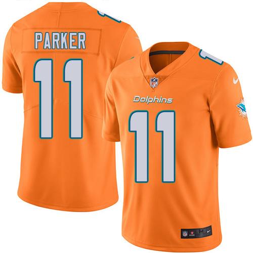 Nike Miami Dolphins #11 DeVante Parker Orange Men’s Stitched NFL Limited Rush Jersey