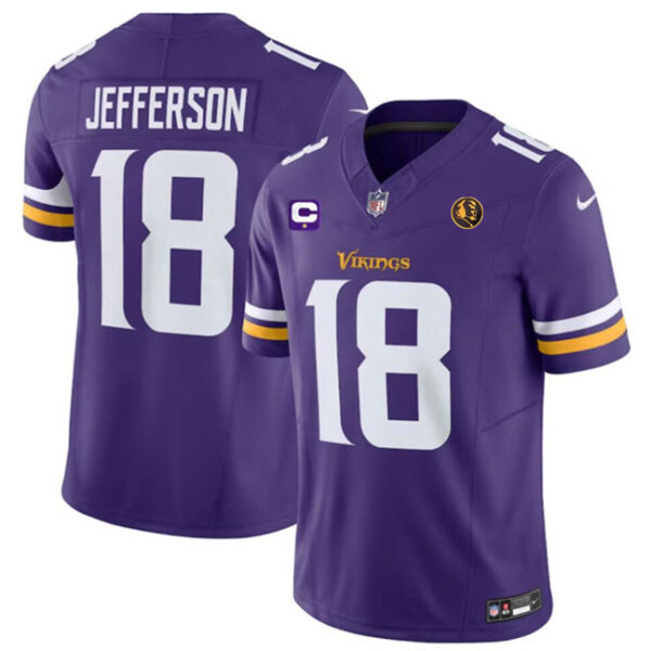Minnesota Vikings #18 Justin Jefferson Purple 2023 FUSE With 1-Star C Patch And Jersey