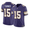 Minnesota Vikings #15 Dallas Turner Purple 2024 Draft Throwback Vapor Untouchable Jersey Jersey