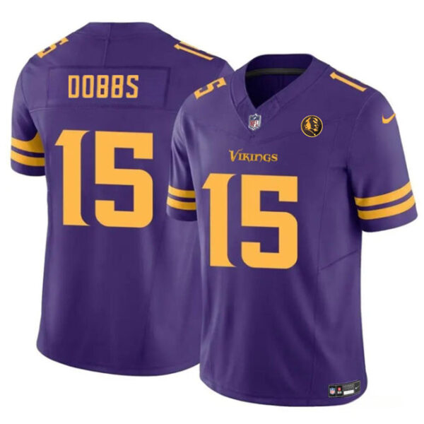 Minnesota Vikings #15 Josh Dobbs Purple 2023 FUSE With John Madden Patch Color Jersey