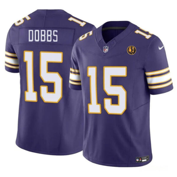 Minnesota Vikings #15 Josh Dobbs Purple 2023 FUSE Throwback With John Madden Jersey