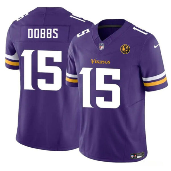 Minnesota Vikings #15 Josh Dobbs Purple 2023 FUSE With John Madden Patch Vapor Jersey Jersey