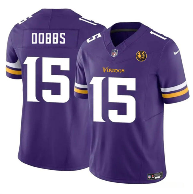 Minnesota Vikings #15 Josh Dobbs Purple 2023 FUSE With John Madden Patch Vapor Jersey Jersey
