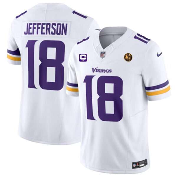Minnesota Vikings #18 Justin Jefferson White 2023 FUSE With 1-Star C Patch And Jersey