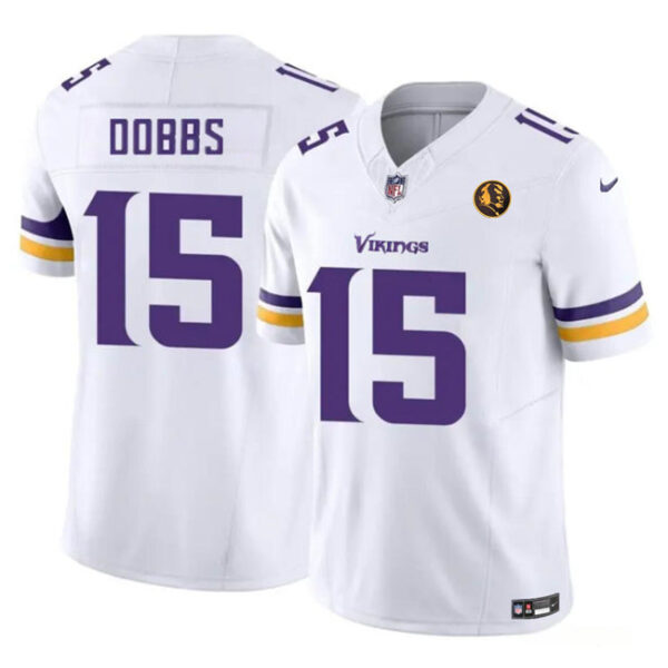 Minnesota Vikings #15 Josh Dobbs Purple White 2023 FUSE With John Madden Jersey