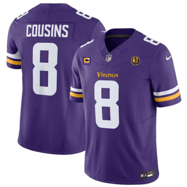 Minnesota Vikings #8 Kirk Cousins Purple 2023 FUSE With 4-Star C Patch And John Jersey