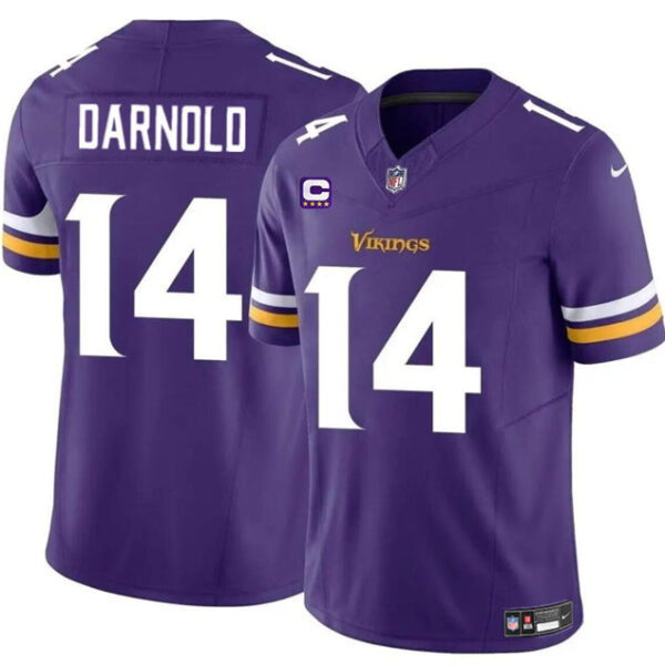 Minnesota Vikings #14 Sam Darnold Purple 2024 FUSE With 4 Star C Patch Jersey