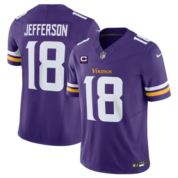 Minnesota Vikings #18 Justin Jefferson Purple 2024 FUSE With 2 Star C Patch Jersey