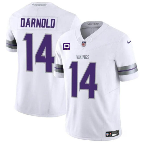 Minnesota Vikings #14 Sam Darnold White 2024 FUSE With 4 Star C Patch Jersey