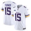 Minnesota Vikings #15 Dallas Turner White 2024 With Draft Patch FUSE Vapor Jersey
