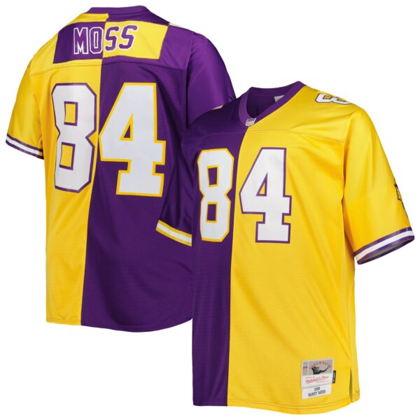Randy Moss Minnesota Vikings Mitchell Ness Big Tall Split Legacy Retired Player Replica Jersey Purple Gold