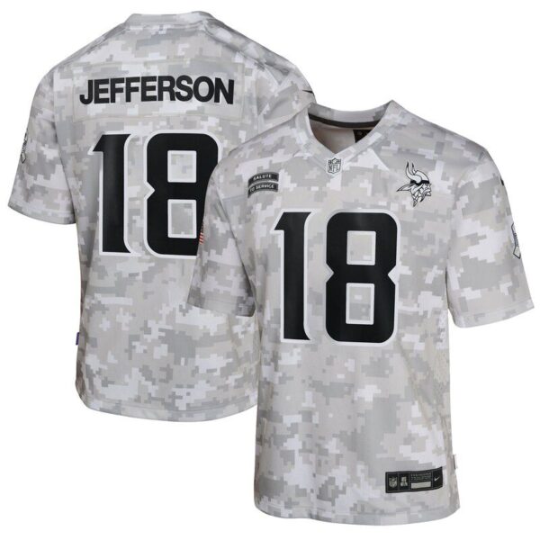 Justin Jefferson Minnesota Vikings Youth 2024 Salute To Service Game Jersey Arctic Camo