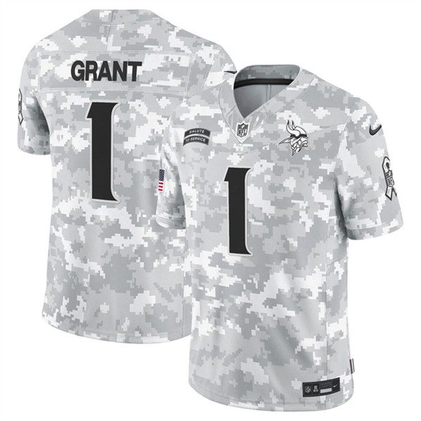 Minnesota Vikings #1 Bud Grant Arctic Camo 2024 FUSE Salute To Service Limited Football Stitched Jersey