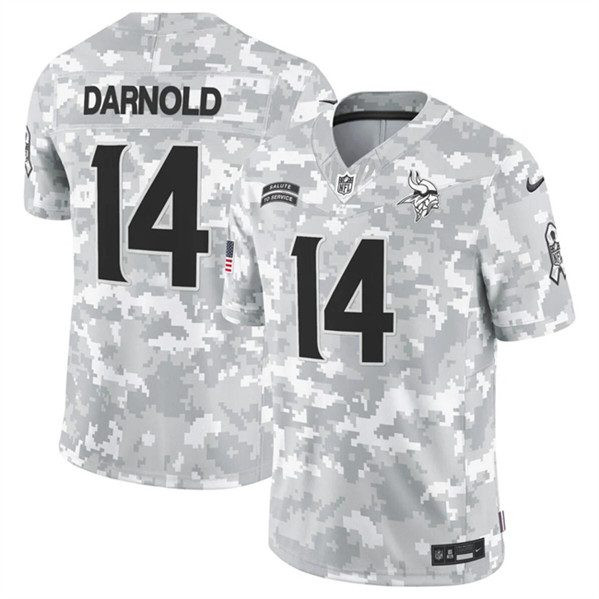 Minnesota Vikings #14 Sam Darnold Arctic Camo 2024 FUSE Salute To Service Limited Football Stitched Jersey