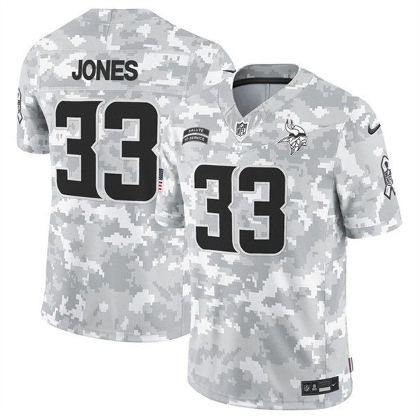 Minnesota Vikings #33 Aaron Jones Arctic Camo 2024 FUSE Salute To Service Limited Football Stitched Jersey