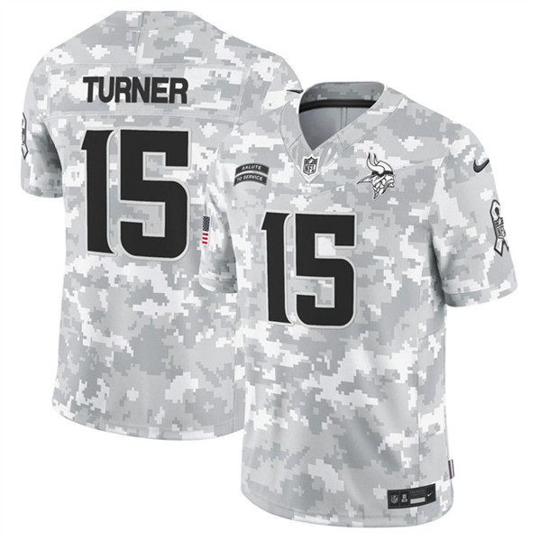 Minnesota Vikings #15 Dallas Turner Arctic Camo 2024 FUSE Salute To Service Limited Football Stitched Jersey