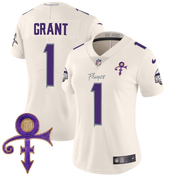 Women’s Minnesota Vikings 2024 Prince Vapor Limited Jersey – All Stitched – Cream – Bud Grant