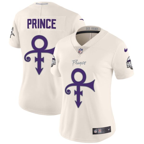 Women’s Minnesota Vikings 2024 Prince Vapor Limited Jersey – All Stitched – Cream – Prince