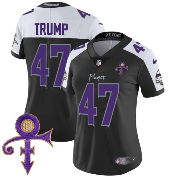 Women’s Minnesota Vikings 2024 Prince Vapor Limited Jersey – All Stitched – Black Alternate – Donald Trump