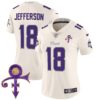 Women’s Minnesota Vikings 2024 Prince Vapor Limited Jersey – All Stitched – Cream – Justin Jefferson