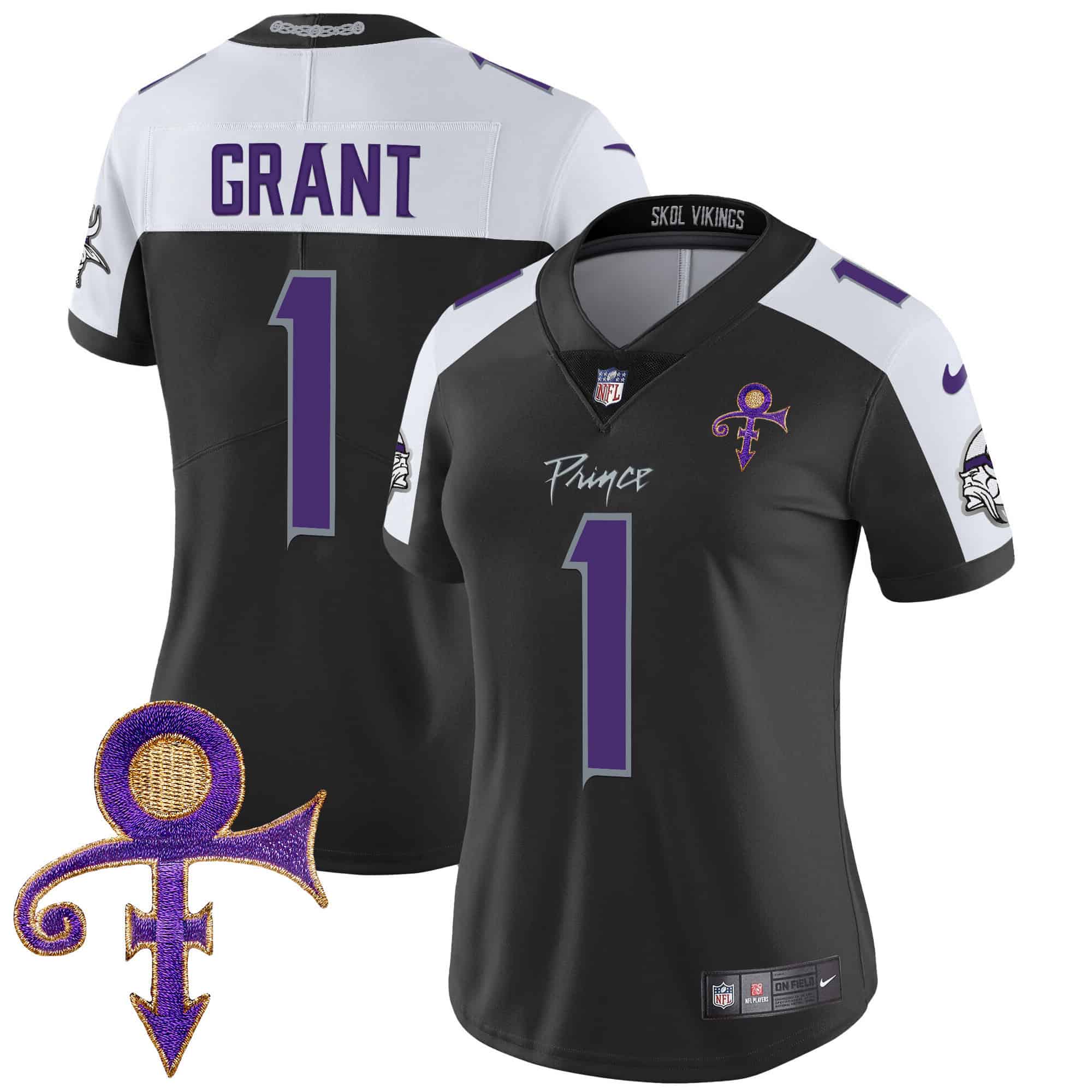 Women’s Minnesota Vikings 2024 Prince Vapor Limited Jersey – All Stitched – Black Alternate – Bud Grant