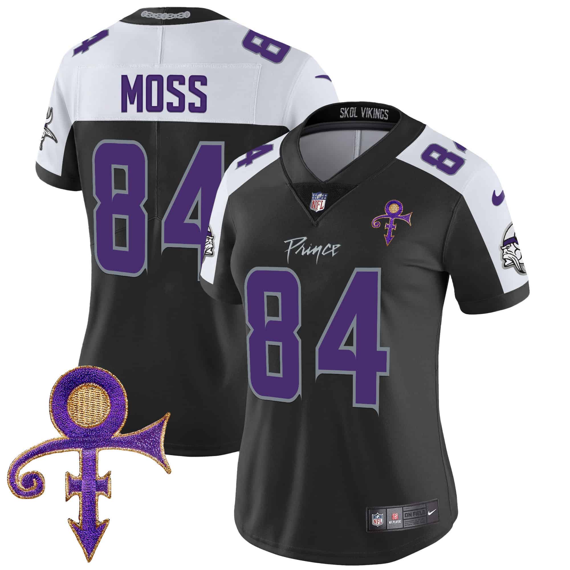 Women’s Minnesota Vikings 2024 Prince Vapor Limited Jersey – All Stitched – Black Alternate – Randy Moss