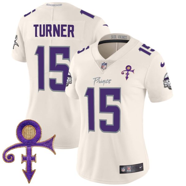 Women’s Minnesota Vikings 2024 Prince Vapor Limited Jersey – All Stitched – Cream – Dallas Turner