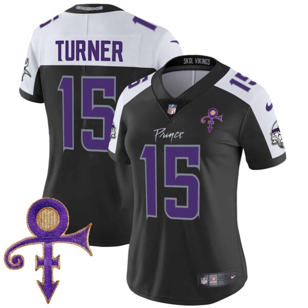 Women’s Minnesota Vikings 2024 Prince Vapor Limited Jersey – All Stitched – Black Alternate – Dallas Turner