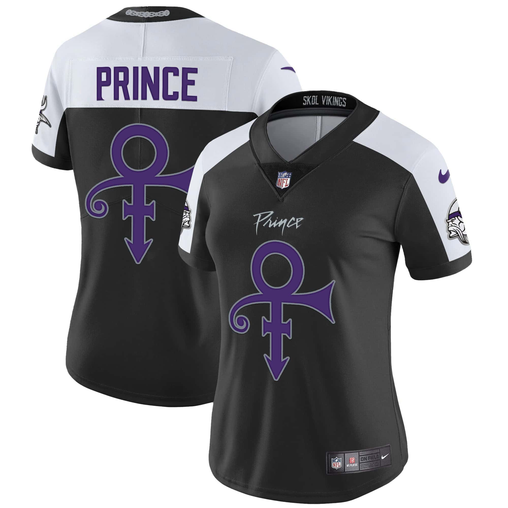 Women’s Minnesota Vikings 2024 Prince Vapor Limited Jersey – All Stitched – Black Alternate – Prince