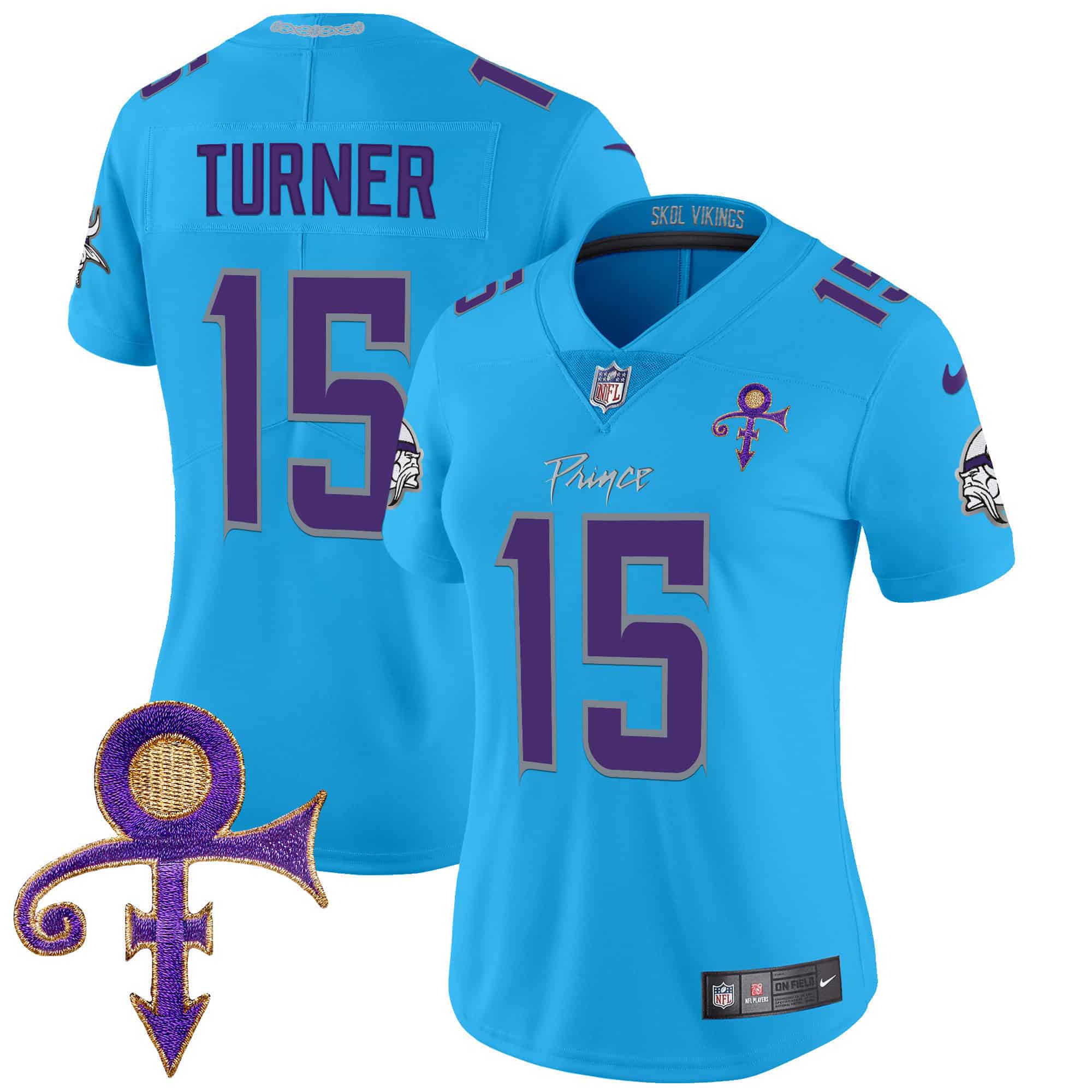Women’s Minnesota Vikings 2024 Prince Vapor Limited Jersey – All Stitched – Light Blue – Dallas Turner