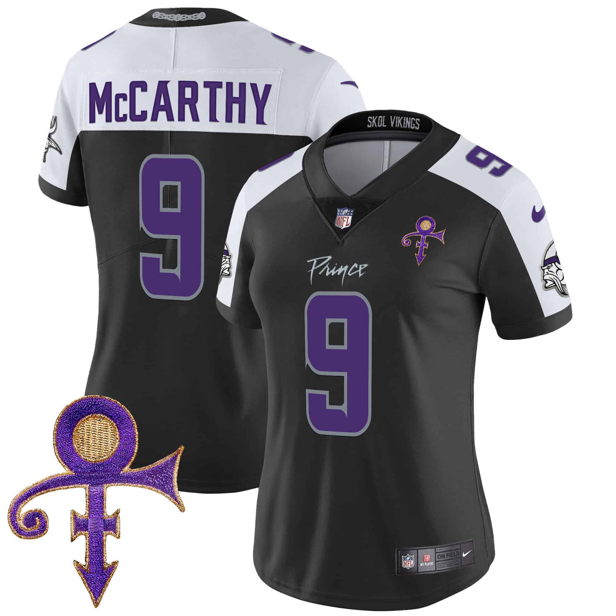 Women’s Minnesota Vikings 2024 Prince Vapor Limited Jersey – All Stitched – Black Alternate – J.J. McCarthy