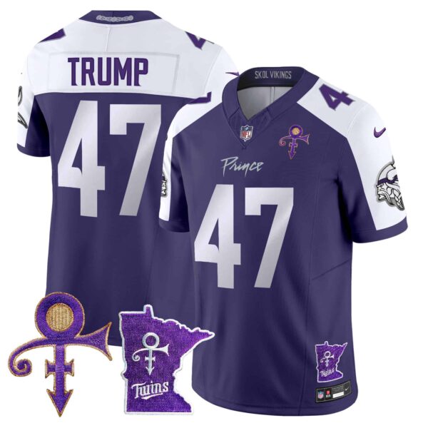 Men’s Minnesota Vikings 2024 Prince Vapor Limited Jersey V2 – All Stitched – Purple Alternate – Donald Trump