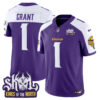 Men’s Minnesota Vikings King Of The North Patch Vapor Limited Jersey – All Stitched – Purple Alternate – Bud Grant
