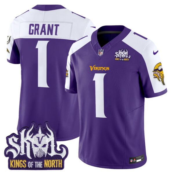 Men’s Minnesota Vikings King Of The North Patch Vapor Limited Jersey – All Stitched – Purple Alternate – Bud Grant