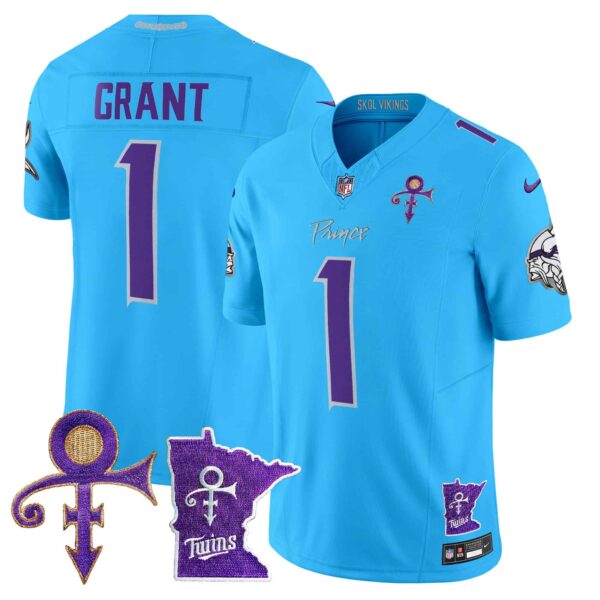 Men’s Minnesota Vikings 2024 Prince Vapor Limited Jersey V2 – All Stitched – Light Blue – Bud Grant