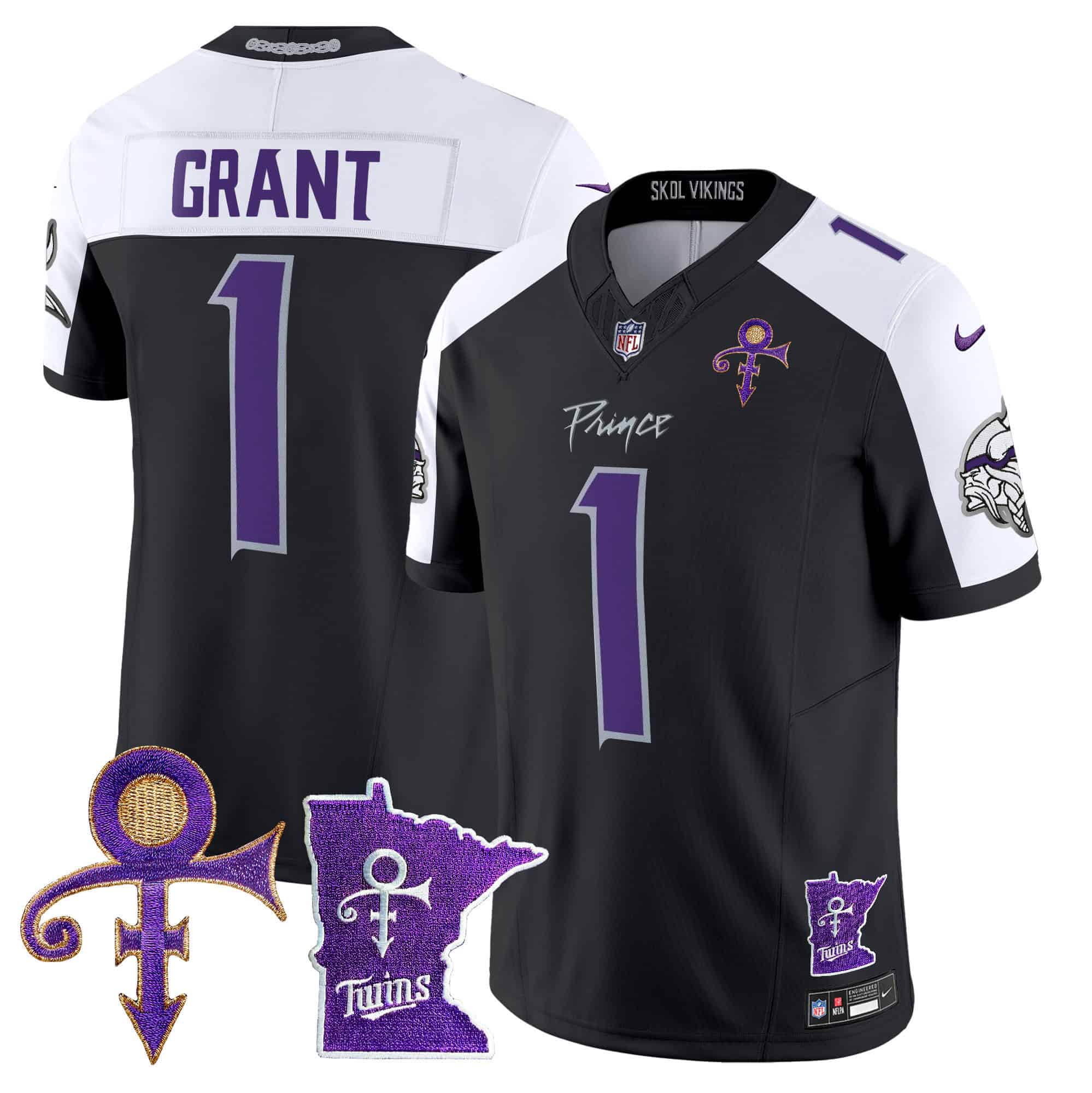 Men’s Minnesota Vikings 2024 Prince Vapor Limited Jersey V2 – All Stitched – Black Alternate – Bud Grant