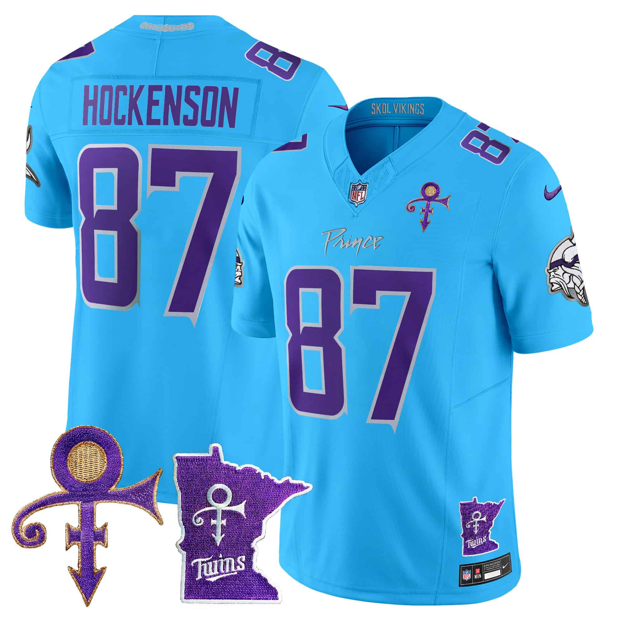 Men’s Minnesota Vikings 2024 Prince Vapor Limited Jersey V2 – All Stitched – Light Blue – T.J. Hockenson