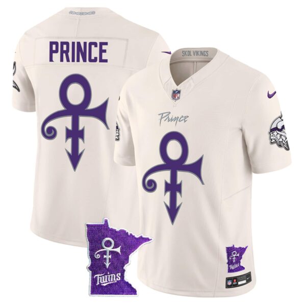 Men’s Minnesota Vikings 2024 Prince Vapor Limited Jersey V2 – All Stitched – Cream – Prince