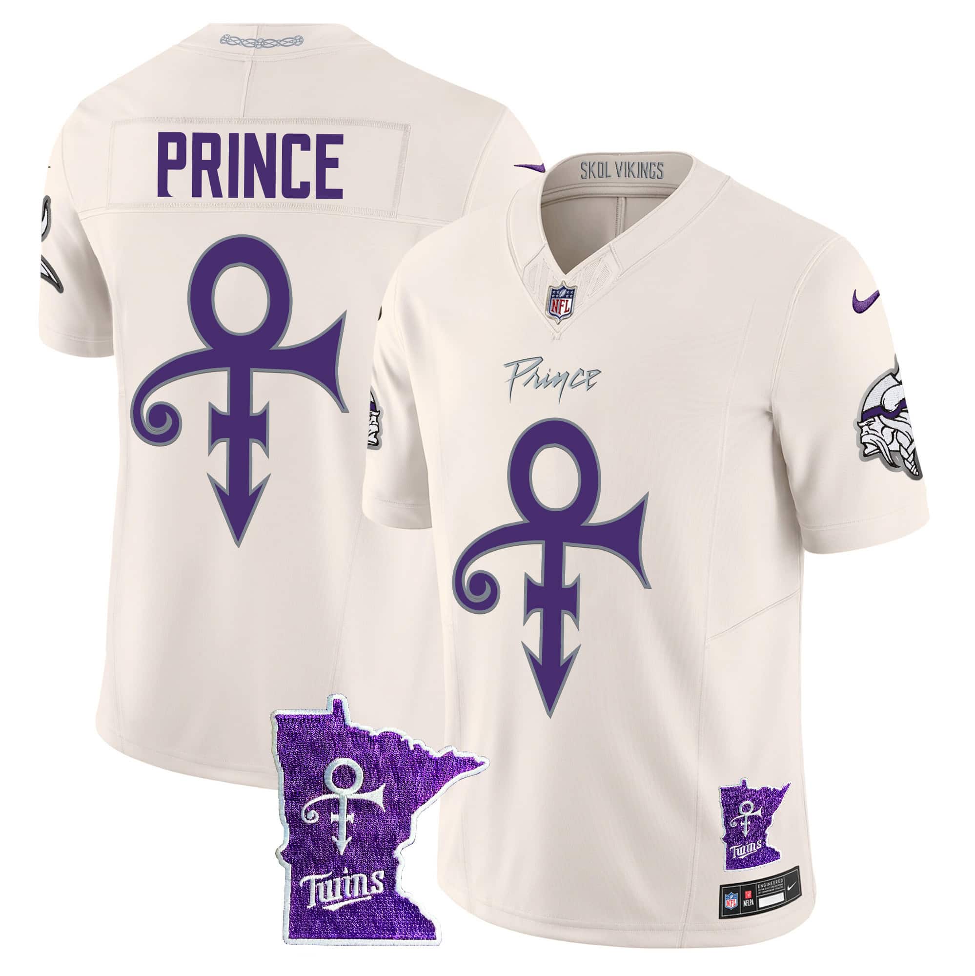 Men’s Minnesota Vikings 2024 Prince Vapor Limited Jersey V2 – All Stitched – Cream – Prince