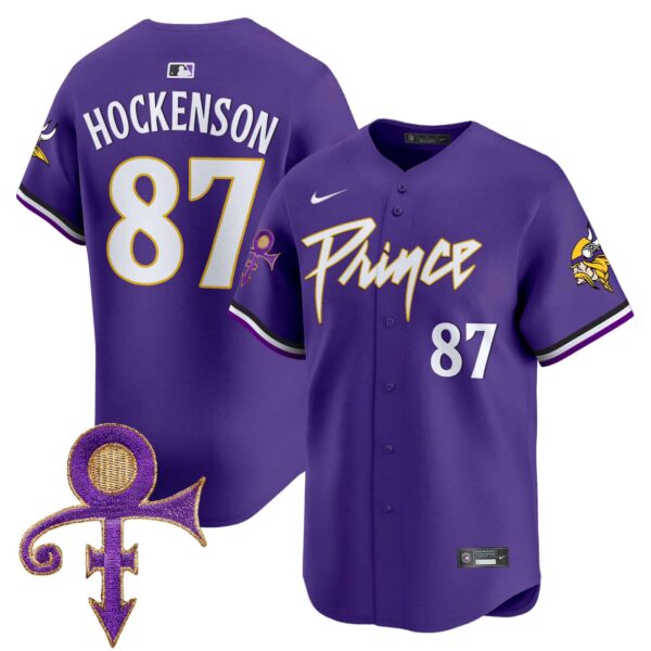 Men’s Minnesota Vikings Prince Patch Vapor Premier Limited Jersey – All Stitched – Purple – T.J. Hockenson